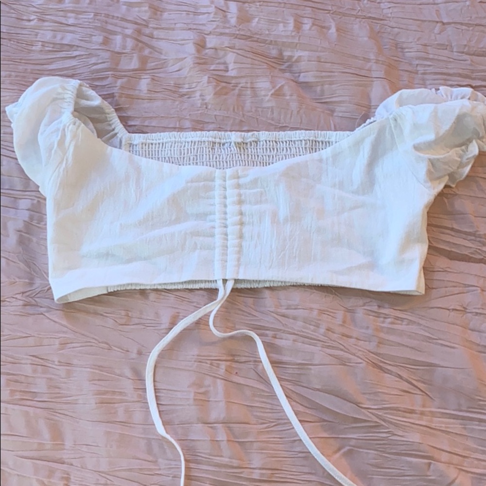 White Scrunch Crop Top